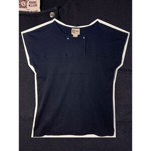 Vintage 1980s Anne Klein for Sheridane cap-sleeve jersey top